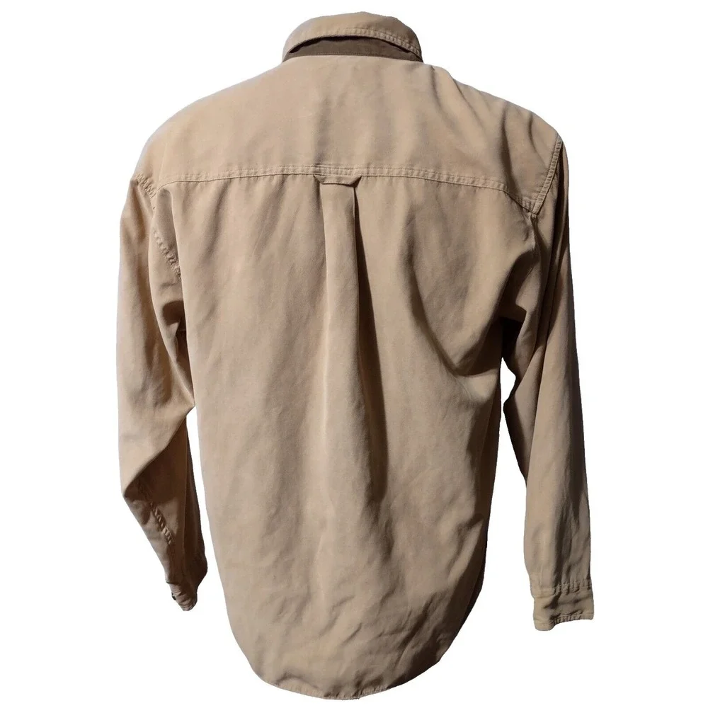 North River Faux Suede Shirt Men's Large Button Up Pockets Collared Long Sleeve.